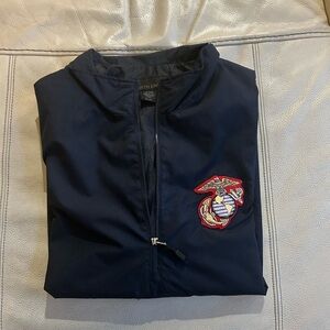 Men's USMC Navy Jacket with Embroidered Logo, Size XL/TG
